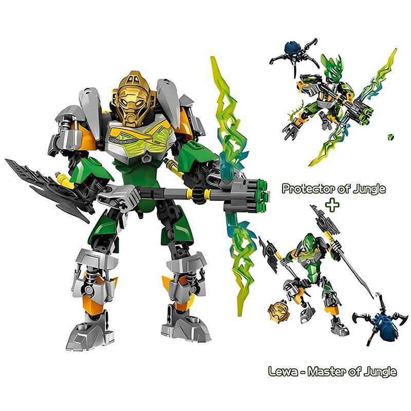 НОВЫЙ 2-в-1 Строительный Блок Bionicle Аниме Фигурки Действия Солдат Робот Мех Набор Кирпичей Лева Защитник Джунглей Игрушки Для Мальчика Подарок