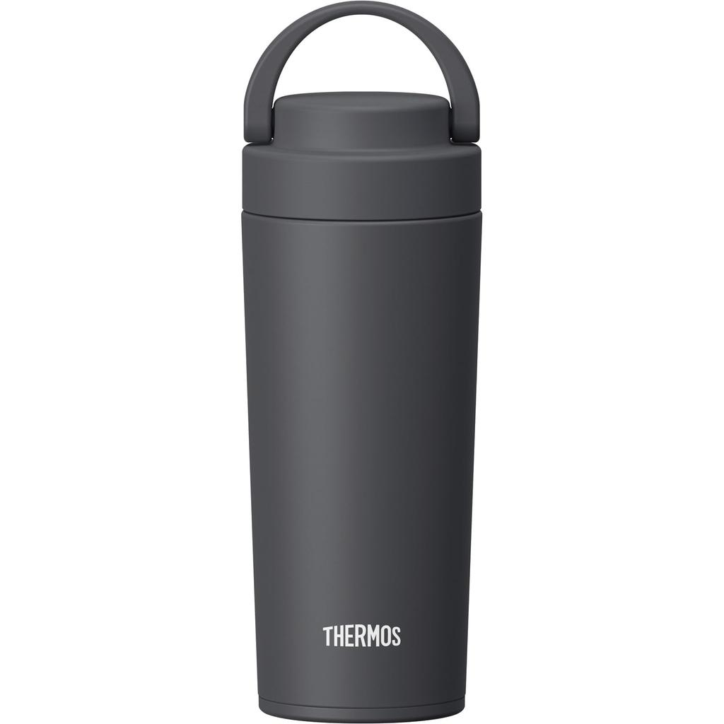 Thermos Vacuum Insulated Portable Tumbler with Carry Smoke SMB Dishwasher-Safe Handle, 420ml, Black, JOV-421