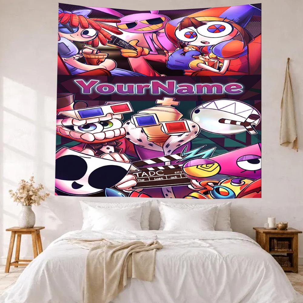 Digital Circus Custom Your Name Wall Decor Tapestry Art For Pet Memorial Birthdaywedding Party Backdrop Family Gift