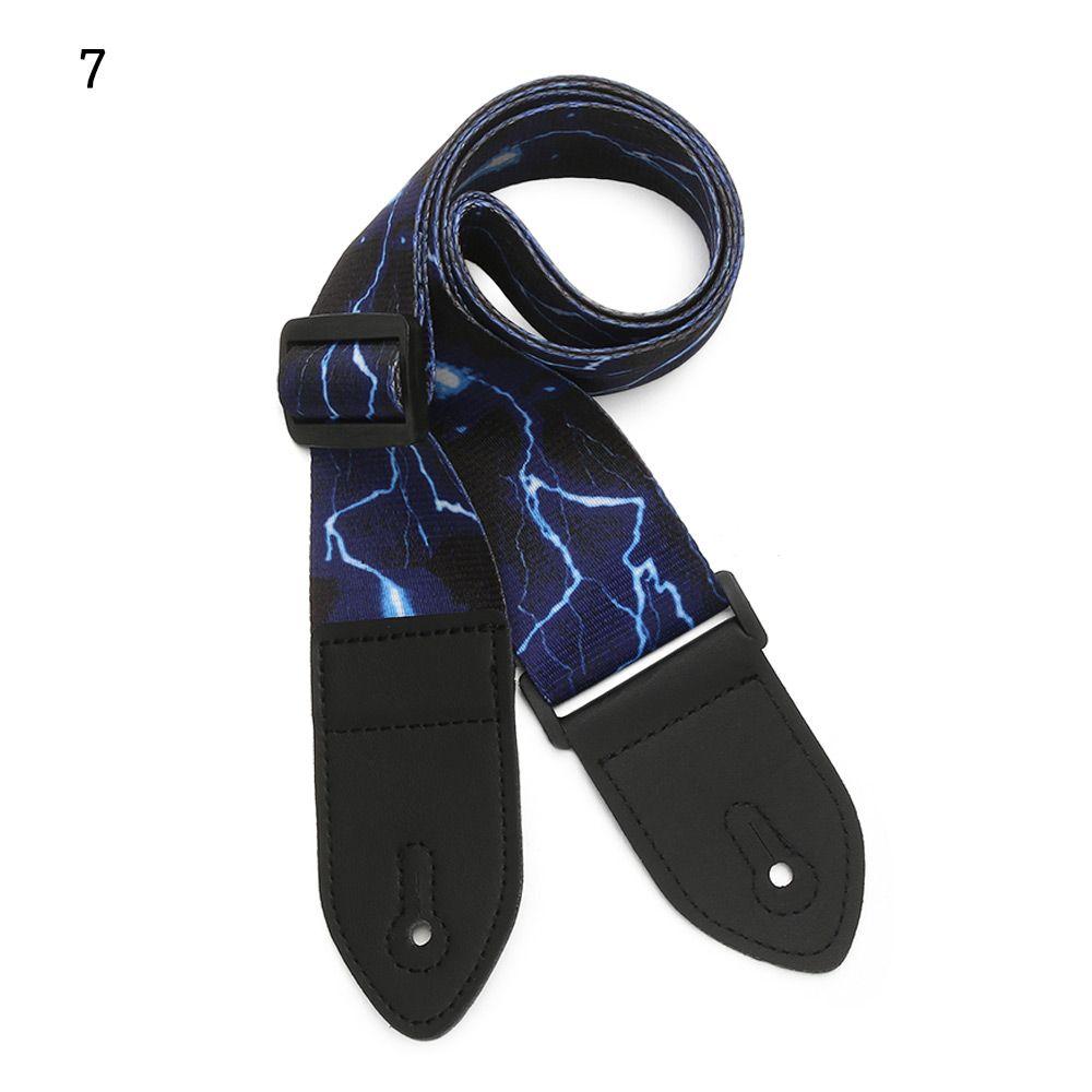 Профессиональный нейлоновый ремень для гитары с концами из ПУ-кожи, гитарные аксессуары, синий дизайн с подсветкой, ремень для гитары, ремень для бас-гитары