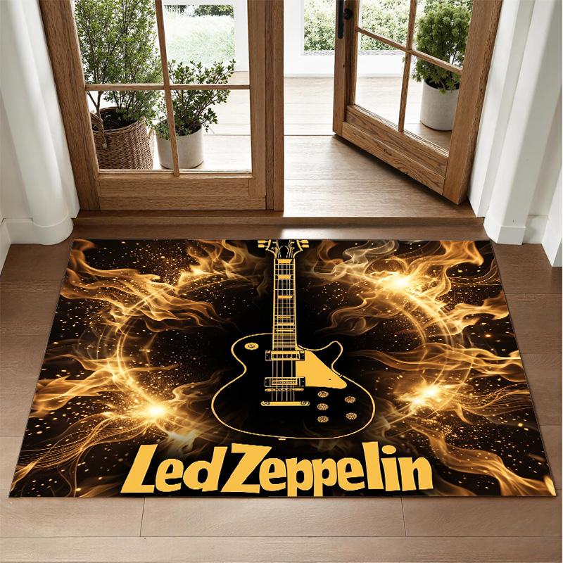 Led Zeppelin Design Crystal Velvet Rug Soft Decorative Mat for Bedroom Entrance