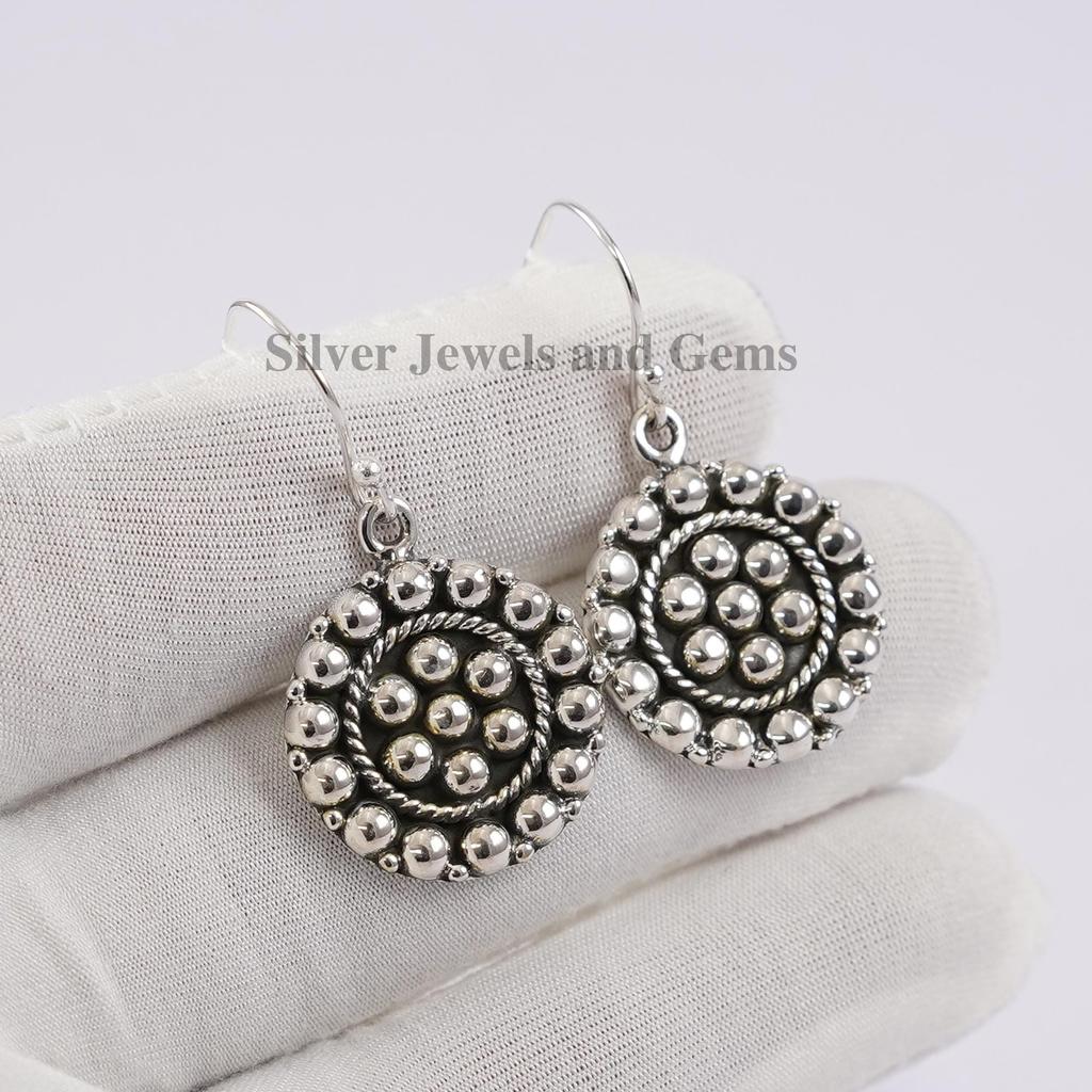 925 Sterling Silver Earring, Round Puffed Silver Earrings, Gift for Wife, Plain Silver Jewelry, Handmade Earrings, Puffy Earring