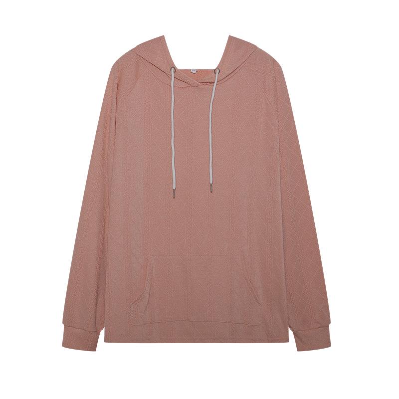 2024 Women's Casual Plus Size Jacquard Hooded Sweatshirt - Autumn/Winter Collection