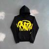 American retro personality street hip hop autumn trend European print hooded sweater suit men and women the same trend