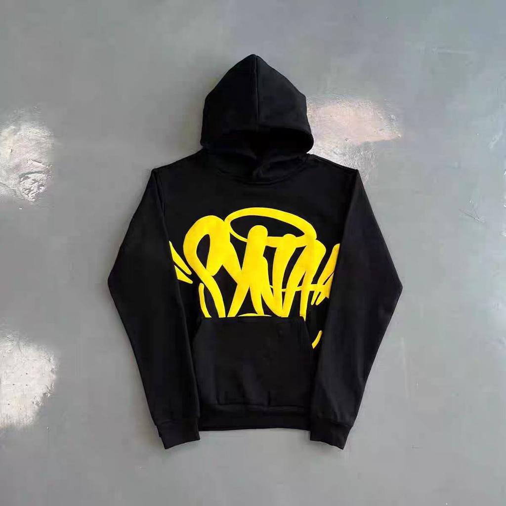 American retro personality street hip hop autumn trend European print hooded sweater suit men and women the same trend