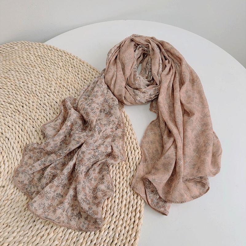 Корейский Хлопковый Ретро Шарф Весна И Осень Новый Цветочный Шарф Модный Женский Тонкий Дышащий Платок