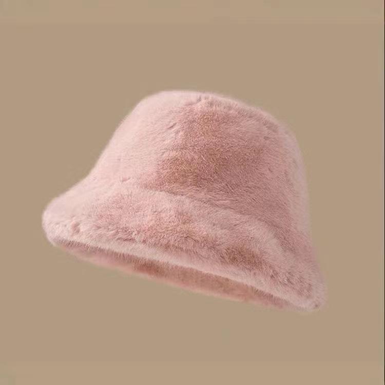 Plush bucket hat winter big brim warm thickened cold protection ear protection Mongolian basin hat versatile flat top fashion commute