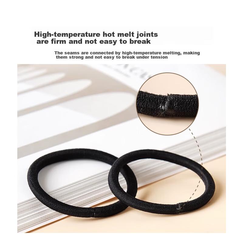 UPLUS 30-Piece Black Thick Hair Ties, Elastic Bands for Ponytails, High Elasticity, Hair Accessories
