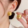 Серьги-гвоздики круглые из серебра 925 пробы с металлической шлифованной поверхностью для женщин - Простые и элегантные, модные украшения для ушей