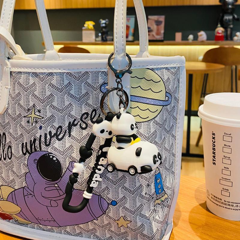 Cute Silicone Panda Baby Bumper Car Key Ring Fashionable Car Key Holder Ideal Gift