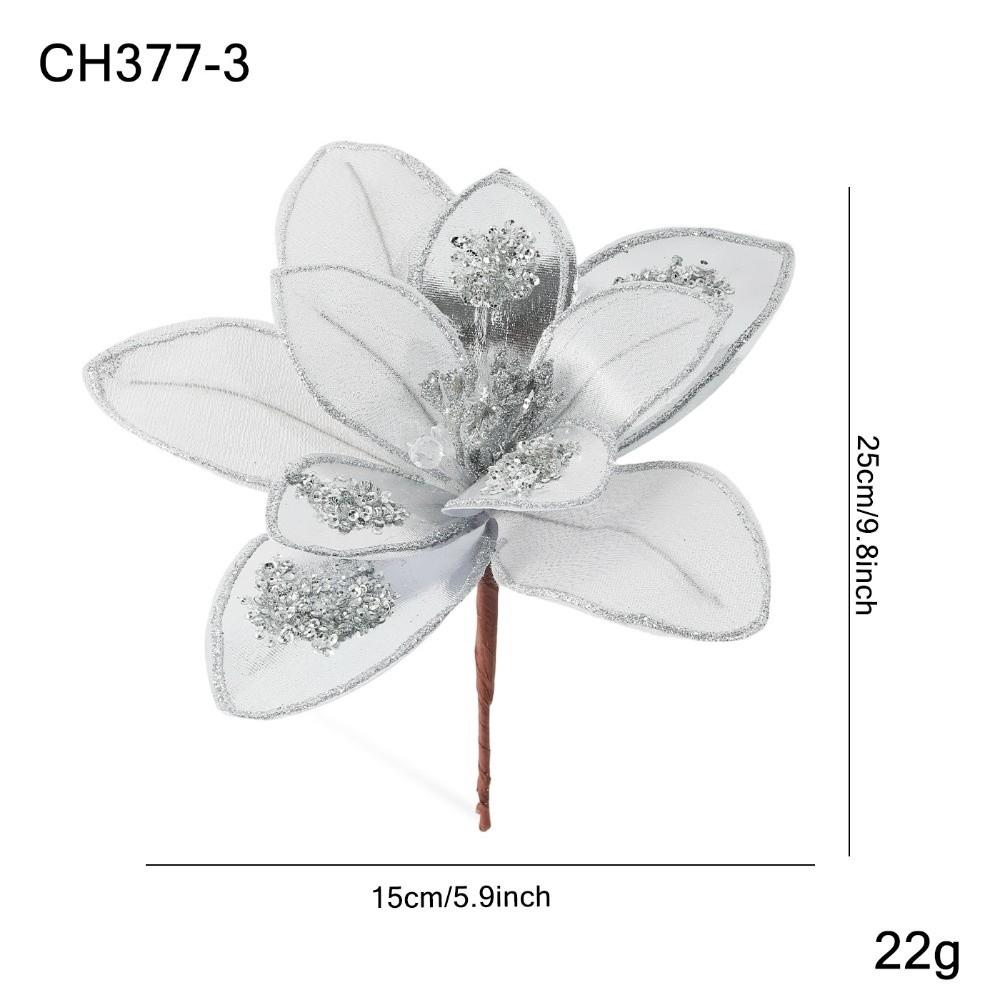 New 15CM Artificial Poinsettia Flower Sequins Glitter Simulation Flowers Sparkling Christmas Glitter Flower Wedding Decoration