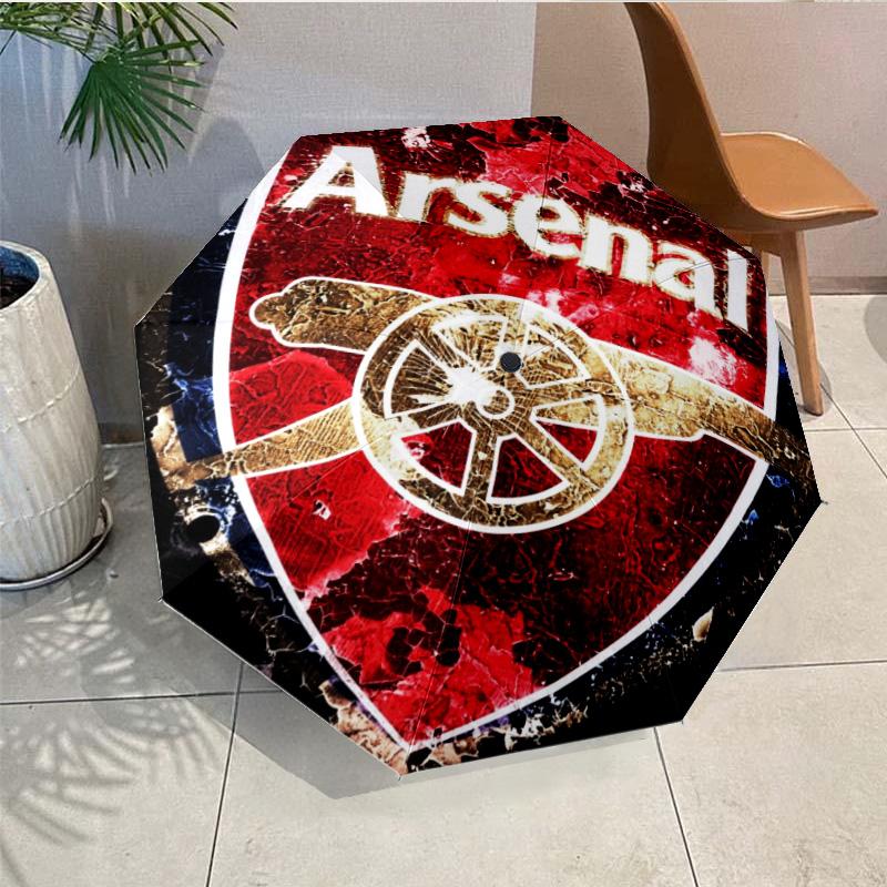 Arsenal Football Club Crest Umbrella - Automatic Open/Close, Compact 8-Rib Lightweight Umbrella Essential for outdoorPicnic Accessory Fan Gifts