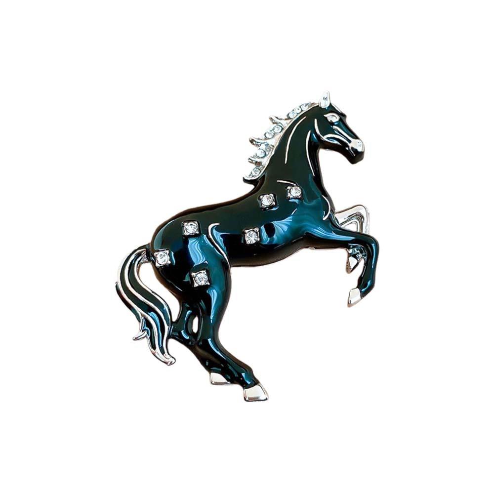 Fashion Jewelry Zodiac Horse Head Brooch Chinese New Year Rhinestone Zodiac Animal Pins Running Horse Shape Horse Year