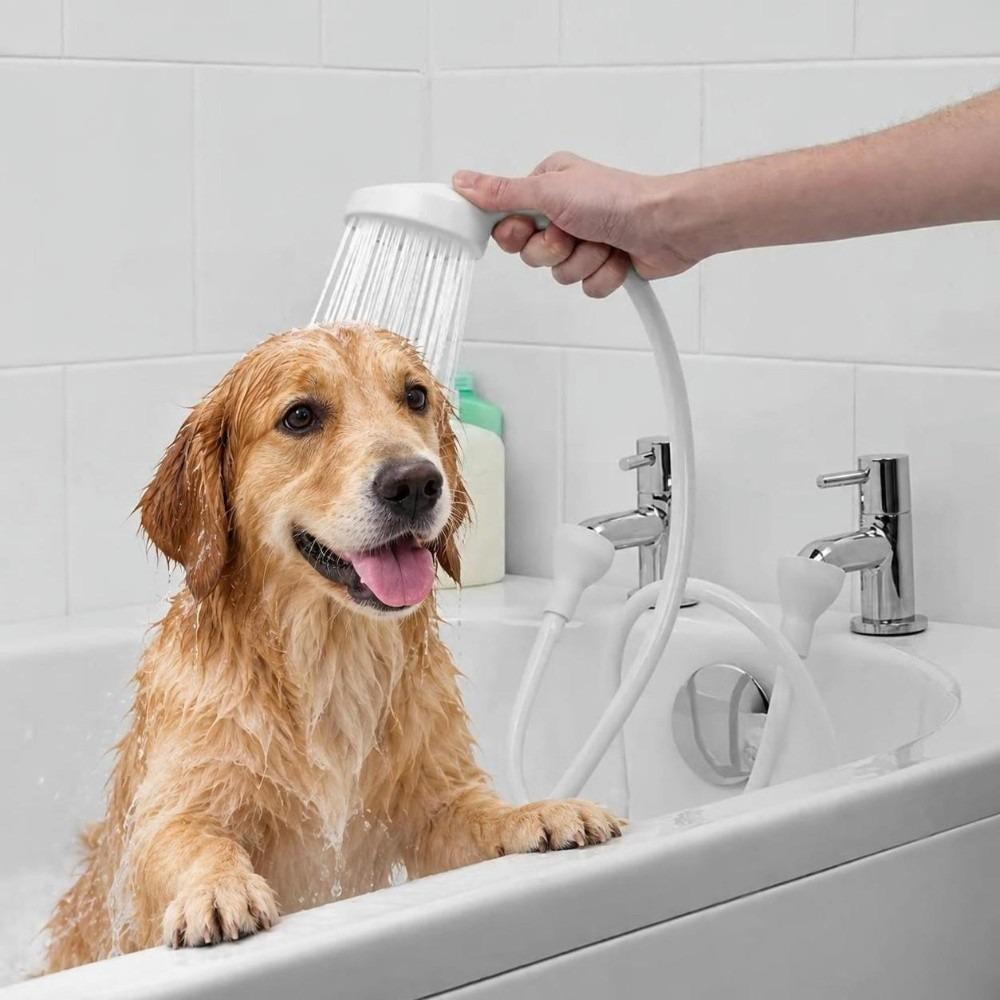 Flexible Shower Head Set Double Tap Push on Bath Shower Head Handheld Showerhead Pet Cleaning
