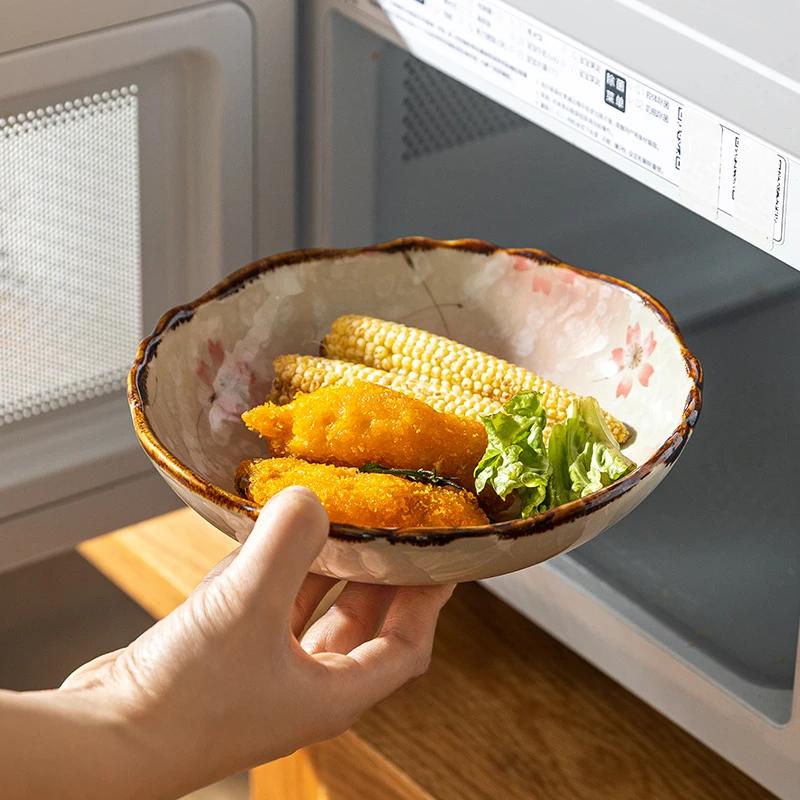 7,5-дюймовая японская керамическая салатница, ваза для спагетти, хлопьев, фруктов, креативная тарелка, миска для лагманской лапши, салатная тарелка, суповая тарелка, столовая посуда