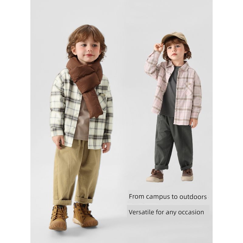 Right European Style Boys' Shirt with Fleece Lining, Thickened Long-Sleeve Jacket, 2025 Winter New Children's Clothing, Kids' Clothes, Baby Clothes