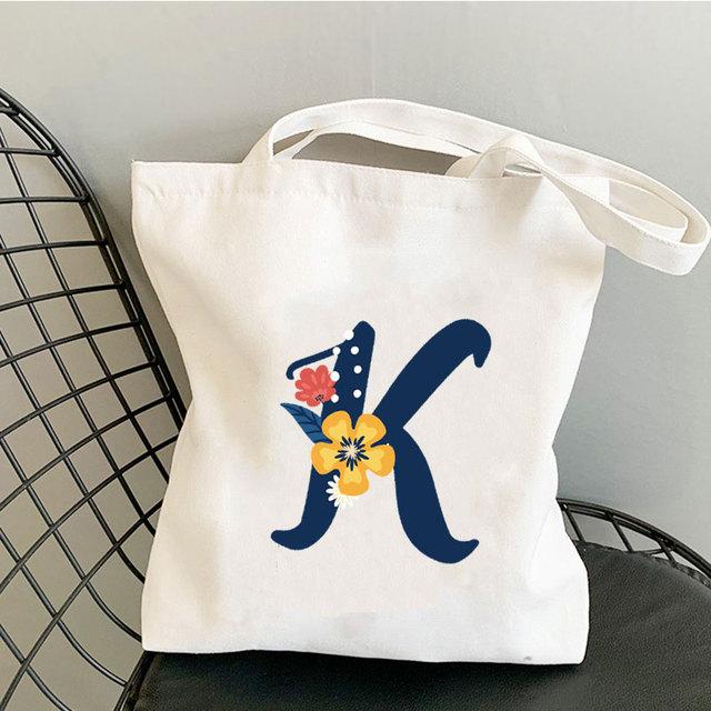 Алфавит Цветочный дизайн Литературные книги Сумка Многоразовая сумка для покупок Женские парусиновые сумки на ремне Модные женские сумки Повседневные сумки