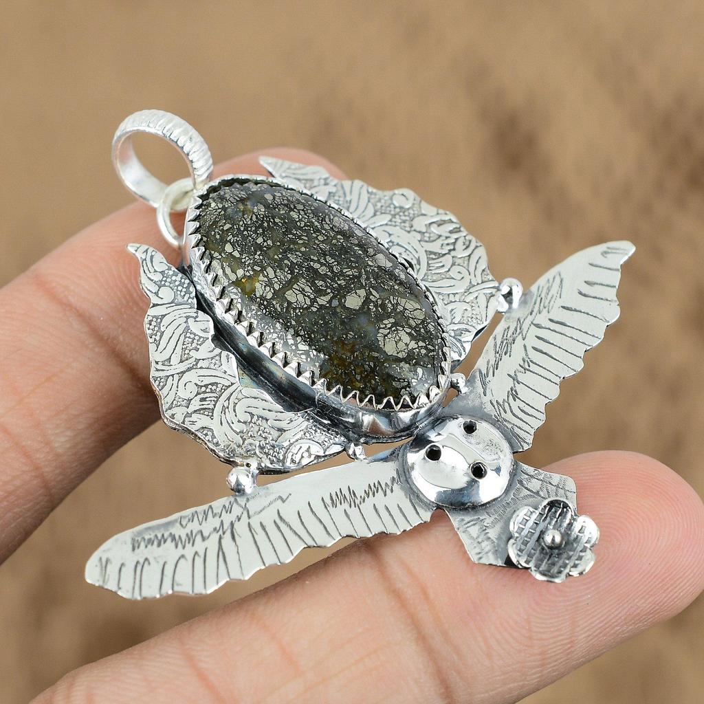 Натуральный Марказит Драгоценный Камень Ювелирные Изделия 925 Стерлинговое Серебро Подвеска Сова Для Девочек