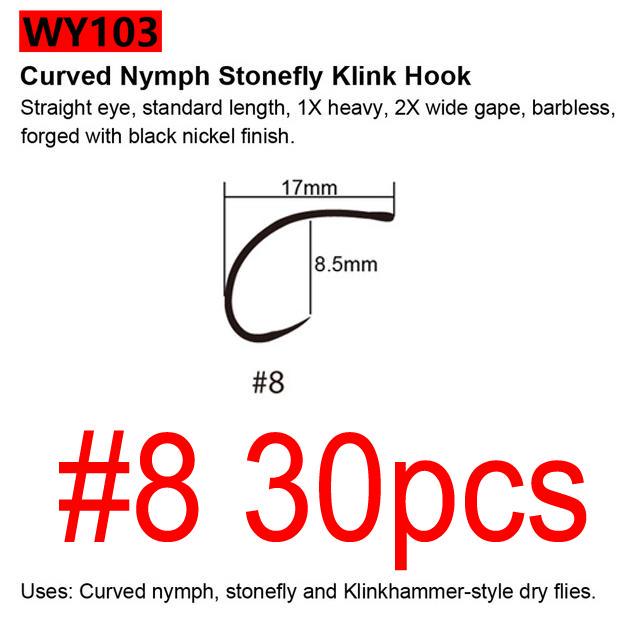 Черные никелевые крючки для завязывания мушек Bimoo, 30 шт./упак., крючки для завязывания мушек Nymph Stonefly Emerger Streamer Caddis, сухие крючки для мушки, крючки для ловли форели