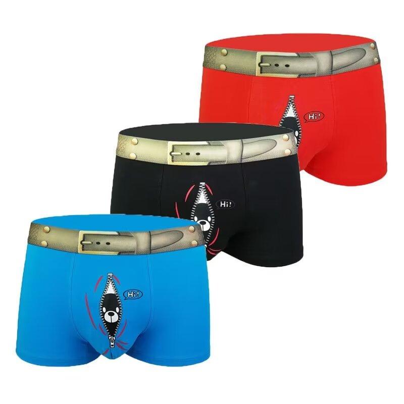 Забавное новое мужское нижнее белье, шорты для взрослых, джинсовые джинсы с принтом, хлопковое эластичное нижнее белье