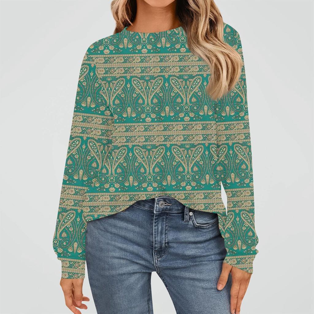 Women's Fashion Long Sleeve Shirts Loose Fitted Crewneck Basic Tops Casual Outfits