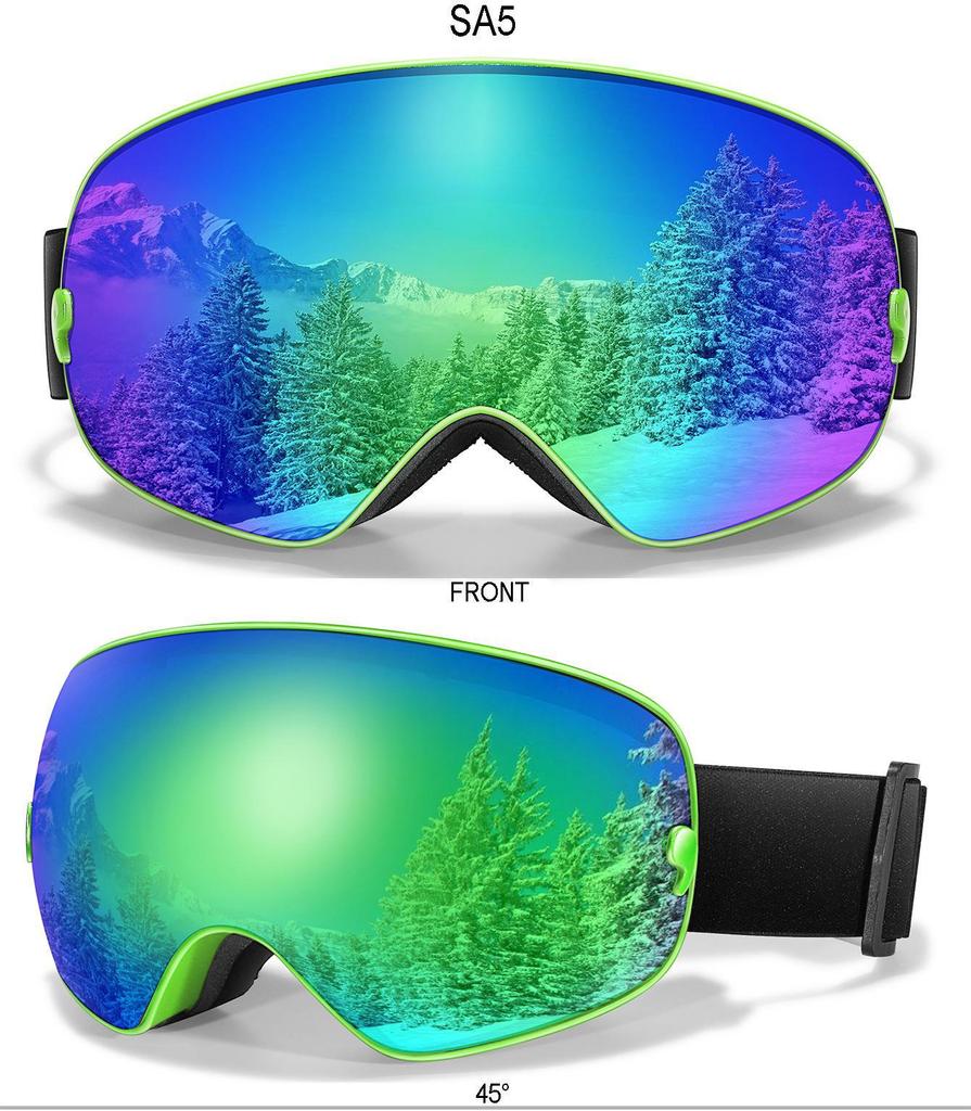 Высококачественные противотуманные горнолыжные очки со сферической линзой в форме запятой