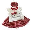 Sanrio Hello Kitty Летний Комплект для Девочек Мультяшная Футболка с Коротким Рукавом и Шортами Милый Клетчатый Топ Детские Топы Брюки Детская Одежда