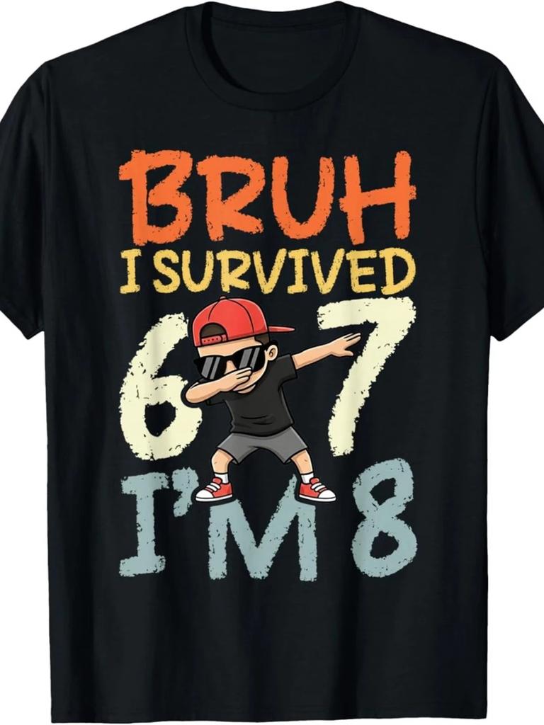 Bruh I Survived Six Seven I'M 8 Year Old. 8Th Birthday T-Shirt for Boys Fashion