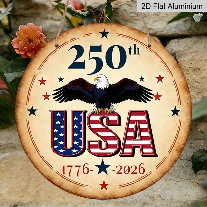2D Flat1pc Aluminum Independence Day-Themed Wall Decor 7.87 inches x 7.87 inches Celebrating the 250th Anniversary Patriotic Decor Suitable for