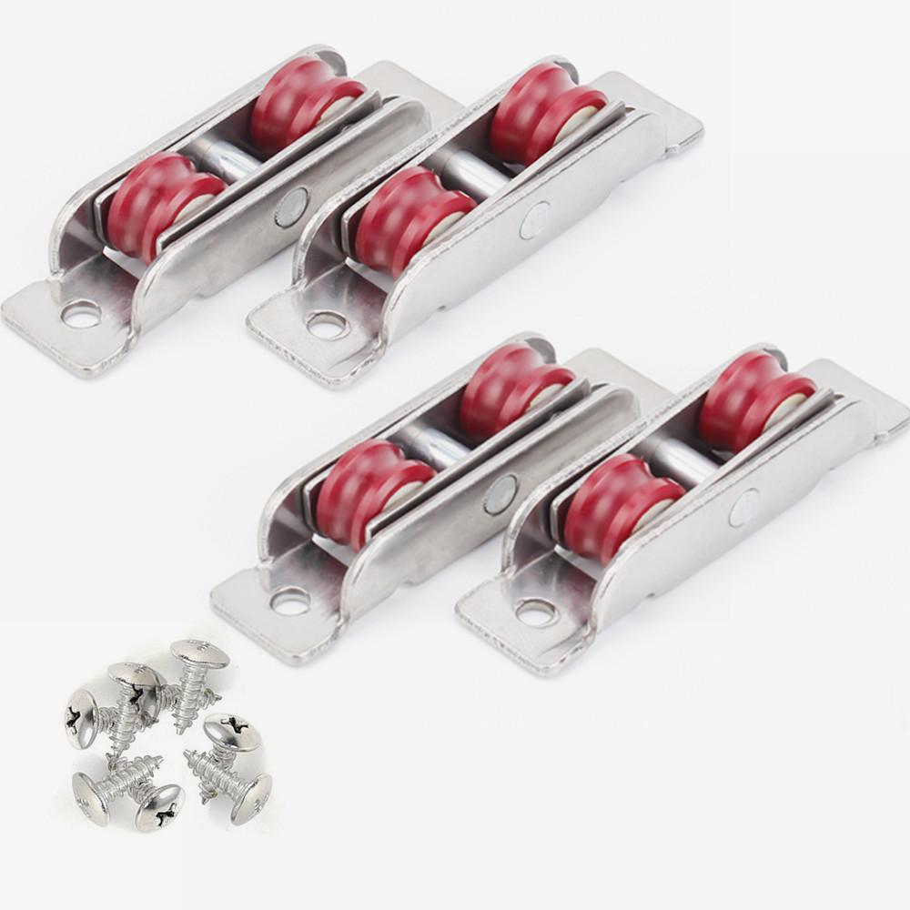 4 шт. 77/88 Тип Плоский/Вогнутый Двойной Колесо Пластиковый Стальной Раздвижной Двери Окно Блок U-типа Сверхтихое Колесо