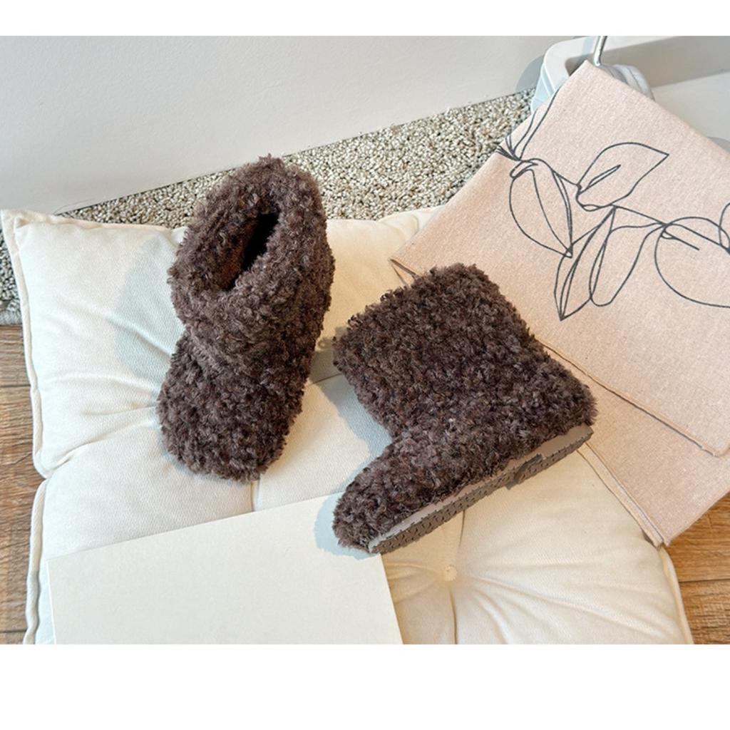 Зимний Новый Стиль Девочек Мода Ягненок Детская Волосатая Обувь Мальчиков Плюшевые Ботинки Теплые Короткие Ботинки Детская Обувь