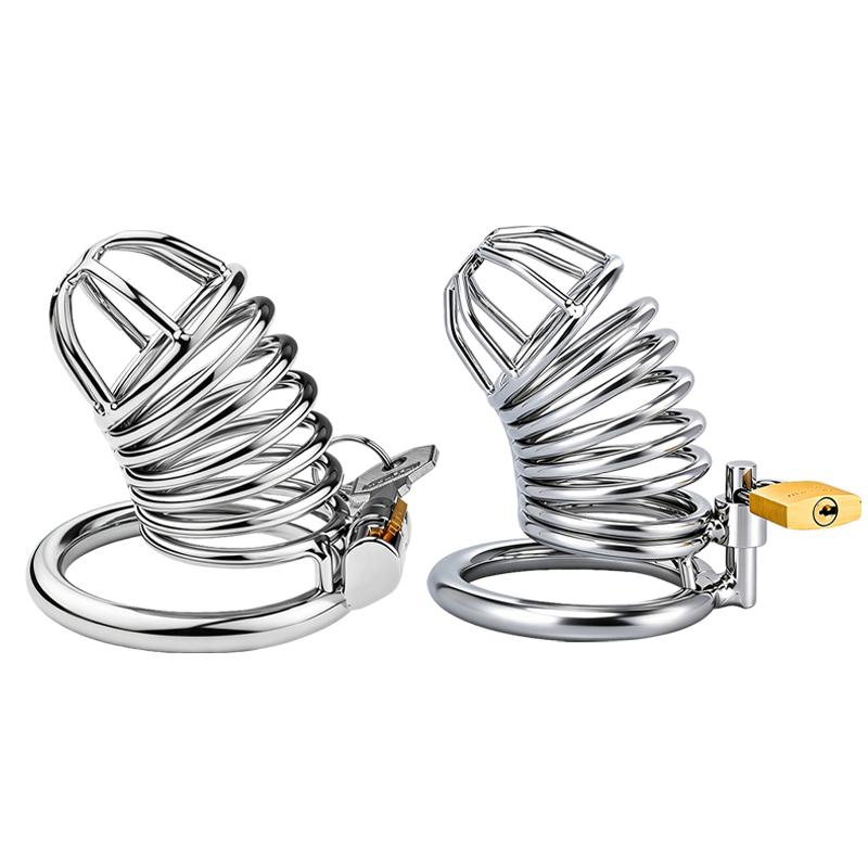 Sexbay Men's Stainless Steel Chastity Lock Belt SM Adult Use Cock Cage Toy