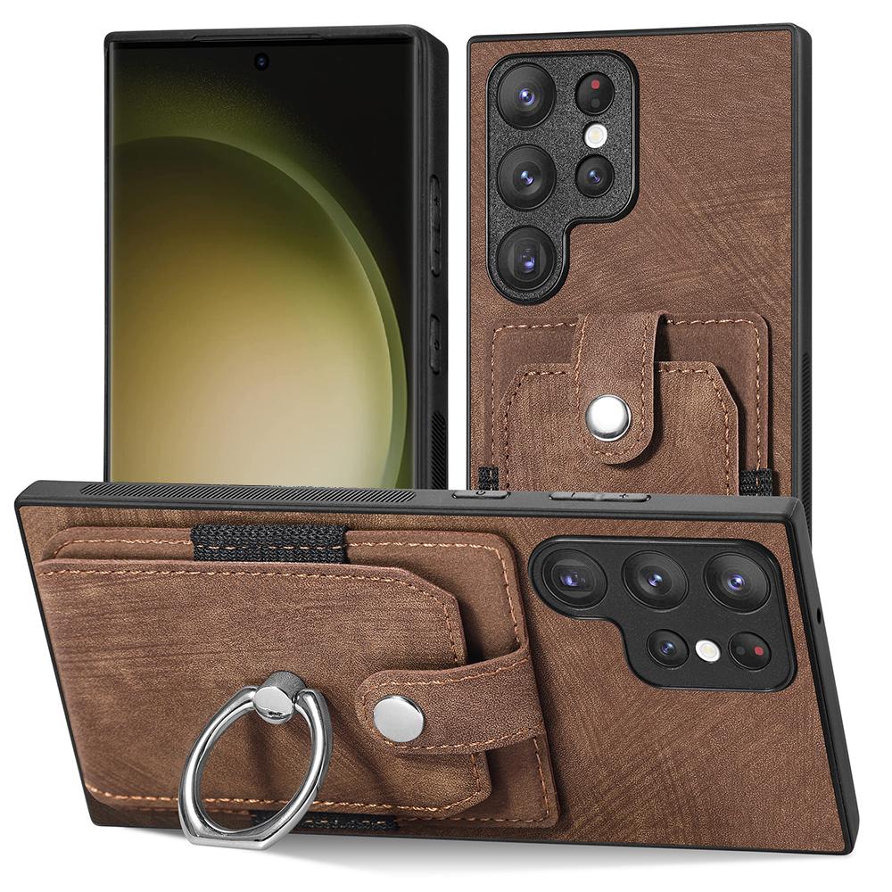 Чехол-кошелек со слотом для карт Samsung S23 S22 Ultra S21 S20 Fe A14 A34 A54 A13 A23 A33 A53 A12 A32 A52/iphone 14 13 12 11, кожаный чехол с держателем для кольца на палец