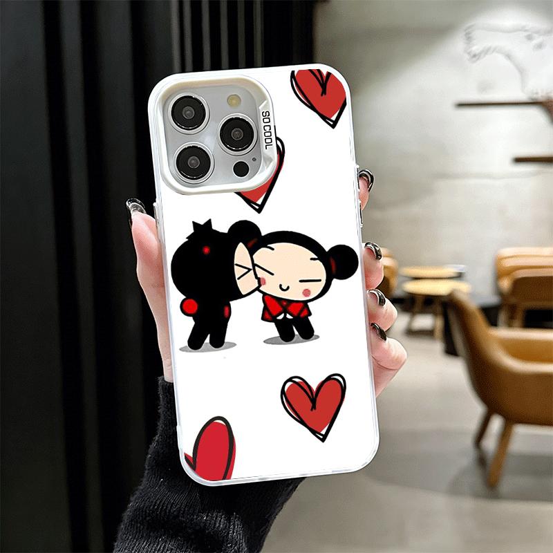 Мультяшный Милый Мягкий Чехол Pucca Garu для iPhone 15 16 17 Pro Max 17Air 16E 14 Plus 13 12 Mini Ударопрочный Задний Корпус