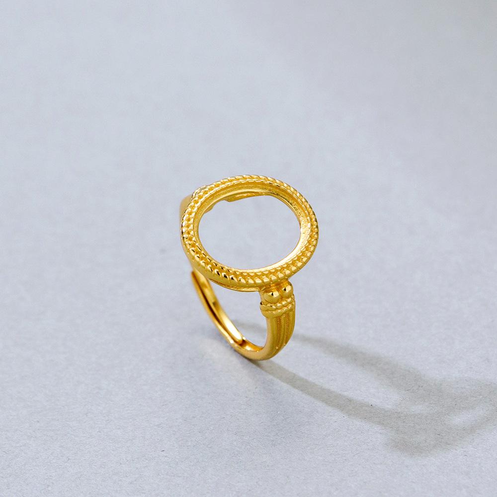 Ручная работа, серебро 925 пробы, позолоченная, регулируемая заготовка для кольца – Изысканный дизайн в стиле легкой роскоши (10x12)