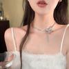 Shiny Full  Butterfly Choker Necklace For Women Luxury Silver Color Bling  Clavicle Chain Necklace Jewelry