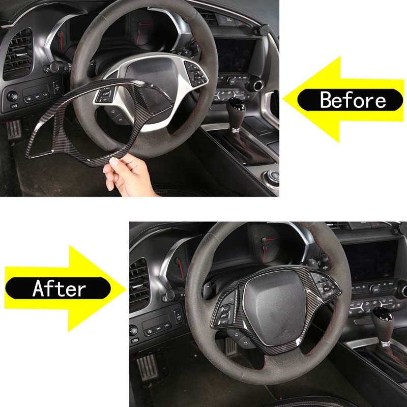 ABS углеродное волокно автомобильный руль панель декоративная крышка отделка литая наклейка для Chevrolet Corvette C7 2014-