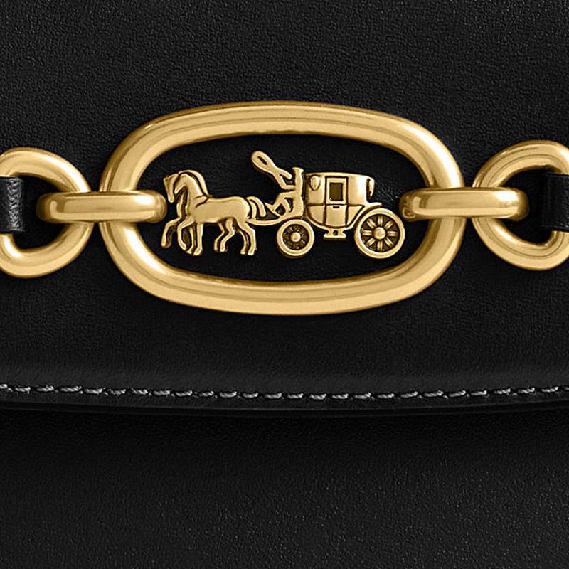 Coach Harley 22 Solid Color Flap Hardware Buckle Leather Saddle Bag Crossbody Shoulder Bag Small Women Bags Black CM705-B4BK