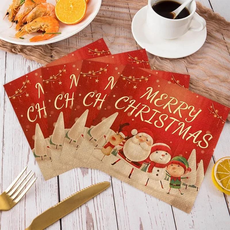 20 шт./упак. 33*33 см 2-слойные одноразовые салфетки для вечеринок с рождественским узором