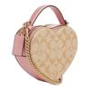 COACH Heart 16 Heart-shaped design zipper closure, cow leather and PVC leather, shoulder crossbody bag, mini, women's khaki