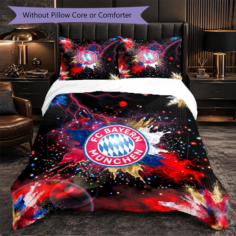 Bayern Munich Pattern 3 Pieces Bedding Set Soft Microfiber Duvet Cover with Pillow Cases for Bedroom