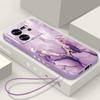 Luxury Marble Pattern Phone Case for Xiaomi 13T 12T 11T Poco F6 X6 X5 Pro Redmi Note 13 12 11 Pro K40 K70E Lanyard Shockproof Soft TPU Cover