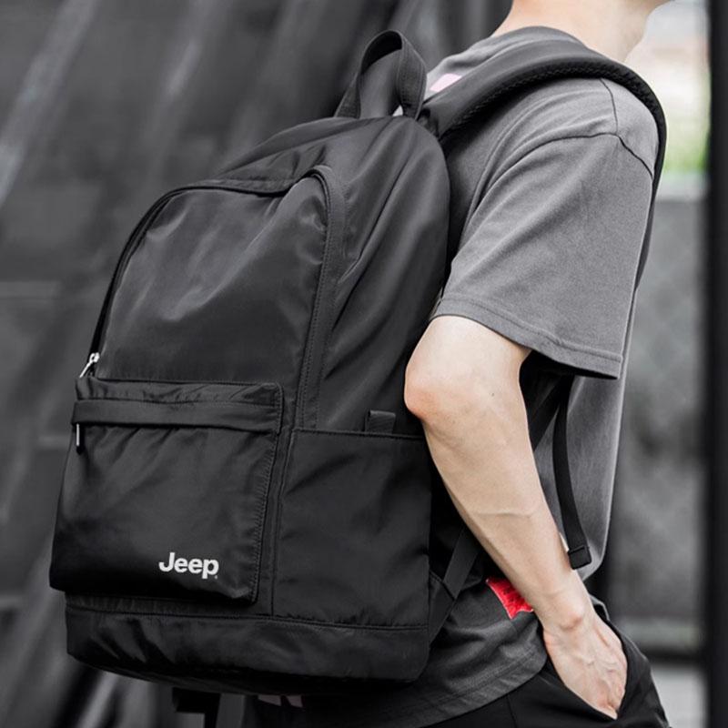 Jeep Backpack Lightweight Large Capacity Simple Casual Travel Commuting Double Shoulder Bag Fashion Backpack Unisex Backpack Black PP51X02343-1