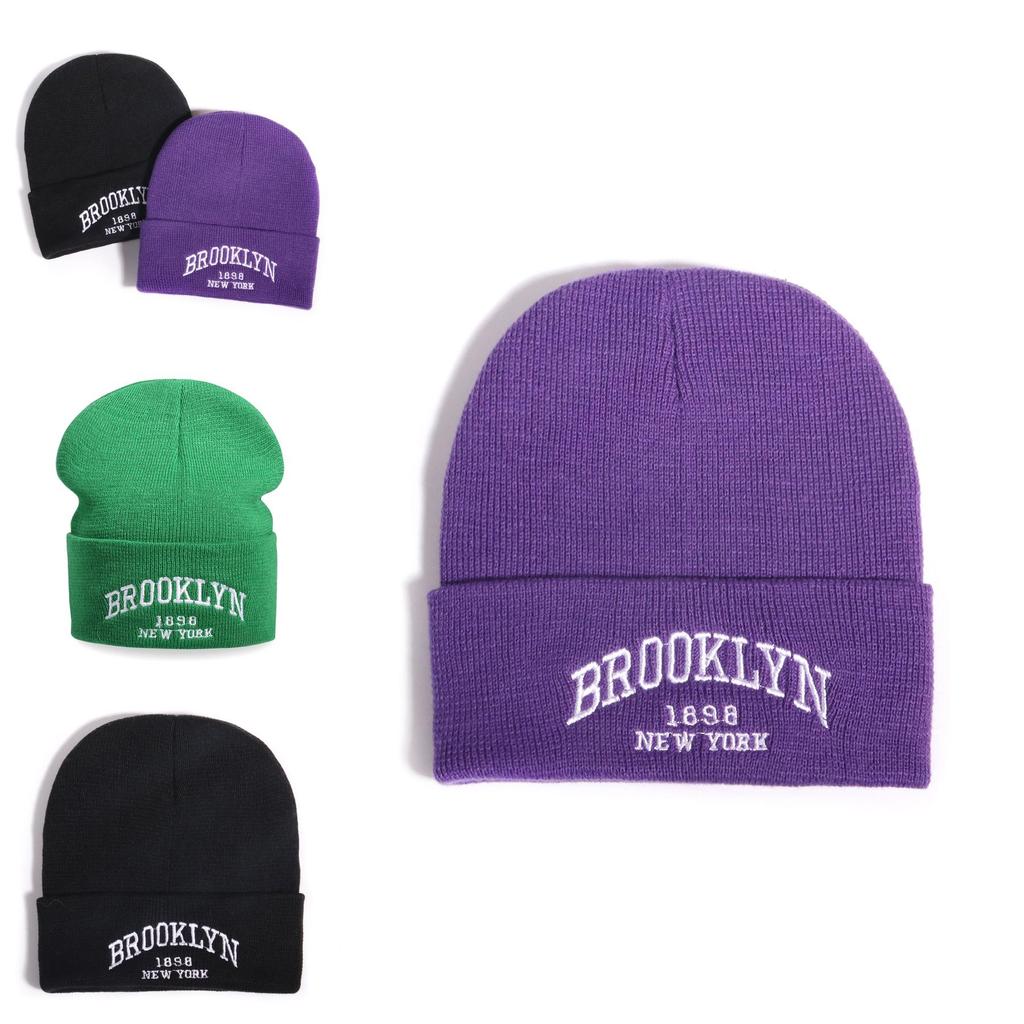 Вязаная шапка в корейском стиле с вышивкой, из теплого акрилового материала для повседневной носки на открытом воздухе