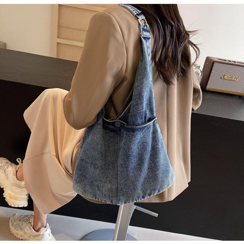 Джинсовая сумка большой вместимости для женщин, новый летний стиль, простая и универсальная сумка под мышку