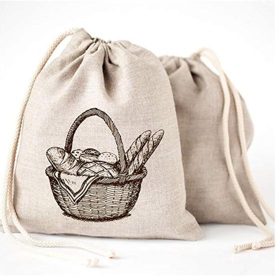 Reusable Bread Bag Eco-friendly Drawstring Design Easy To Clean Homemade Bread Storage Bag Dry Food Storage Organizer