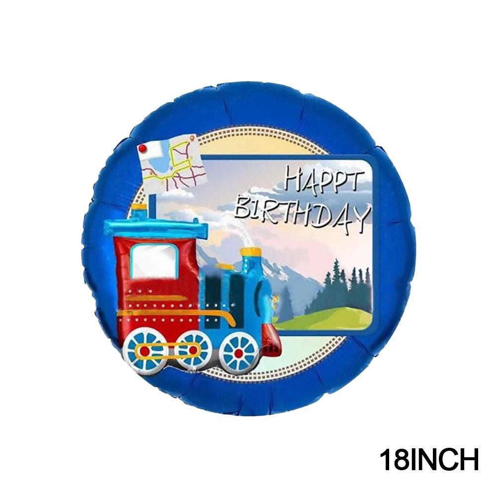 Воздушный шар из алюминиевой фольги с номером 0-9 в стиле поезда на день рождения, креативный мультфильм, украшение из воздушных шаров в синей серии