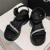 Melting Brown Women S Summer Daily Cubic Strap Glitter Platform SandalS 2 Color