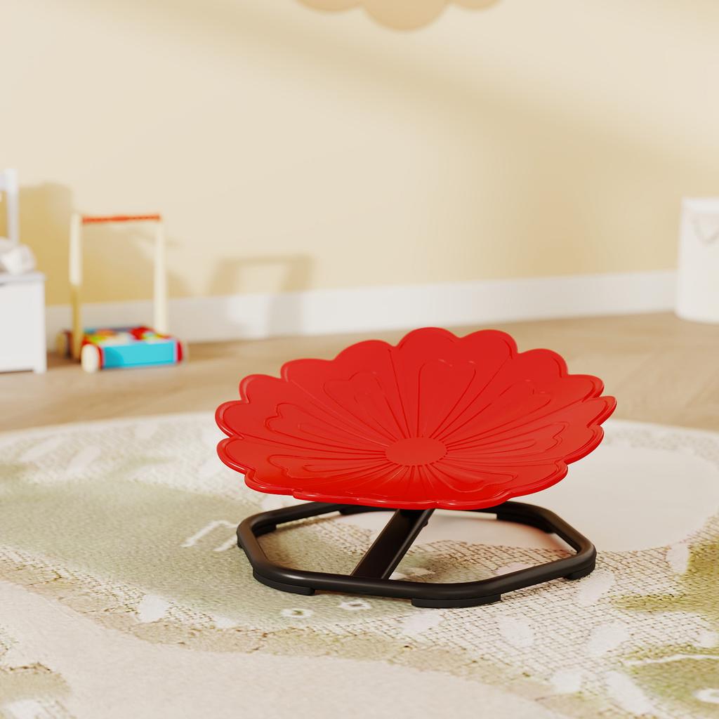Flower Shaped Sensory Spinning Chair With Non Slip Base For Balance Coordination Red