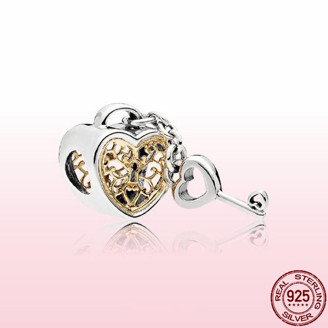 Новые подвески-замки и ключи из стерлингового серебра 925 пробы, подходят для браслета 925 пробы, для женщин, изящные ювелирные изделия своими руками, подарок